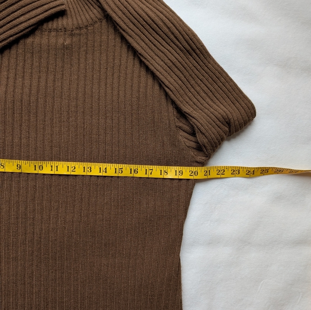 Vintage Valenti Women’s Suede Patchwork Knit Sweater Boho Brown Leather Size L - Picture 10 of 16
